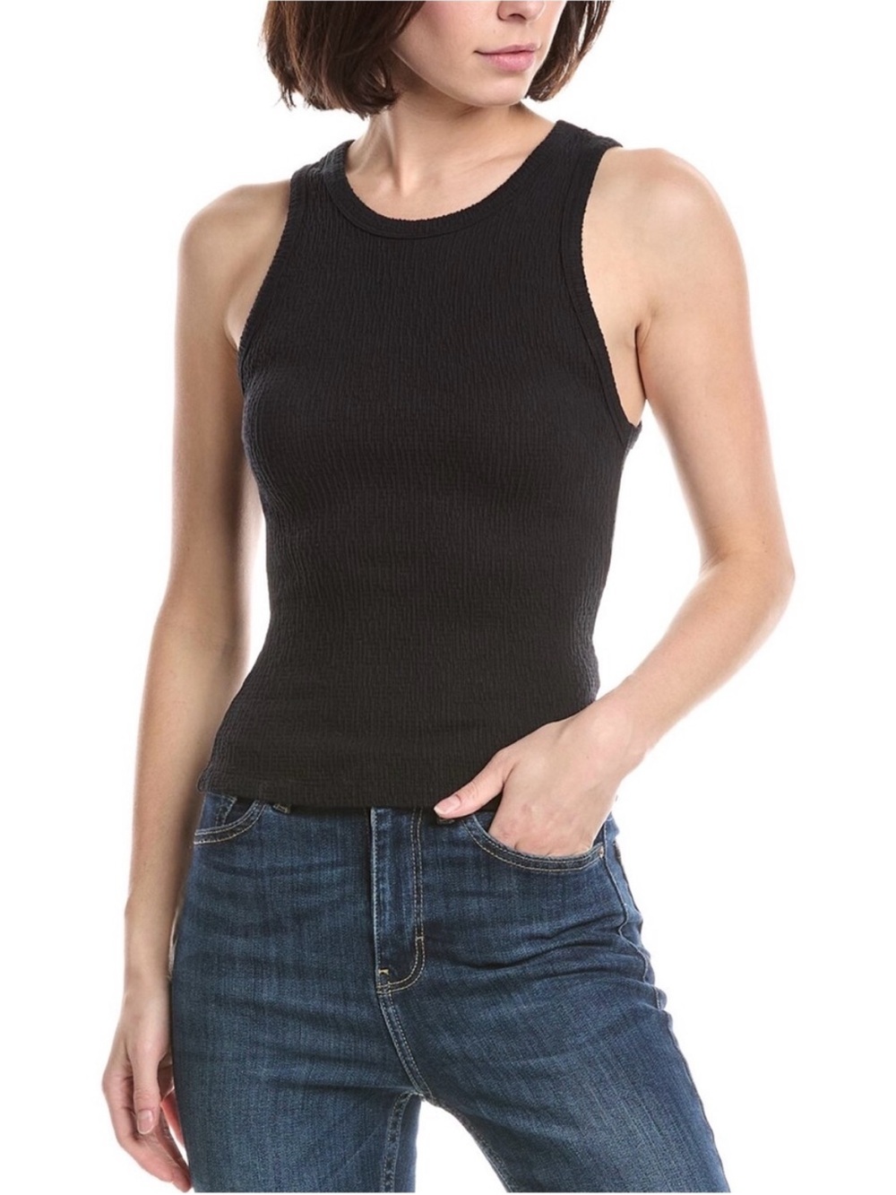 Michael Stars Black Ribbed Sleeveless Tank